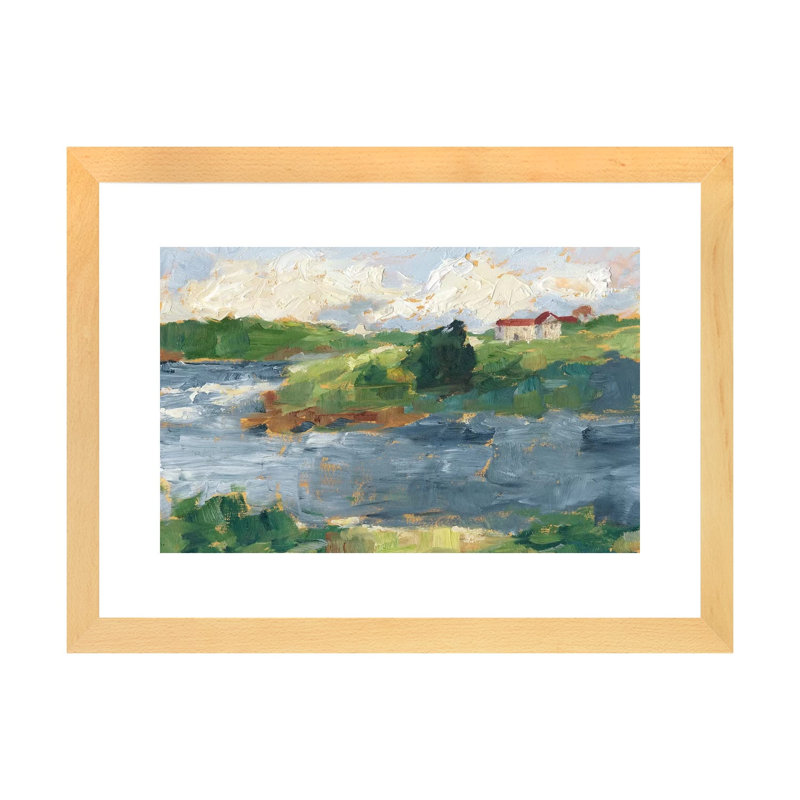 Reproduction d’art, "Lakeside cottages IV" par Ethan Harper, H 16 po x l 24 po x P 1 po, Papier encadré de bois naturel