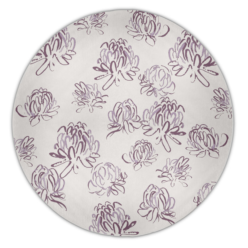 Alvordton Chenille Floral Indoor Rug, Round 5'