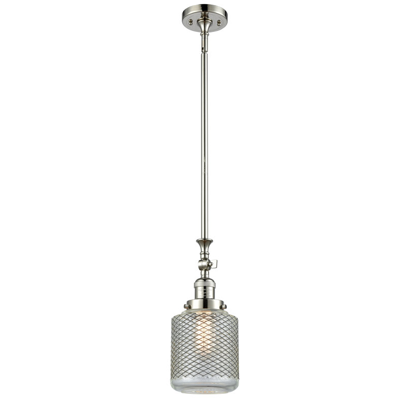 Luminaire suspendu cylindrique à 1 lumière Iyana, Ampoule DEL 6 watts Vinage, Nickel poli