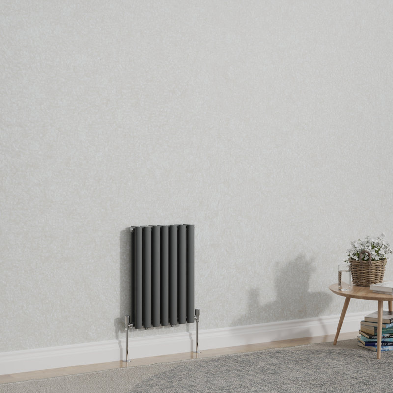 Shoshana Vertical Oval Panel Radiator, 60cm H x 41.3cm W, 1, Anthracite