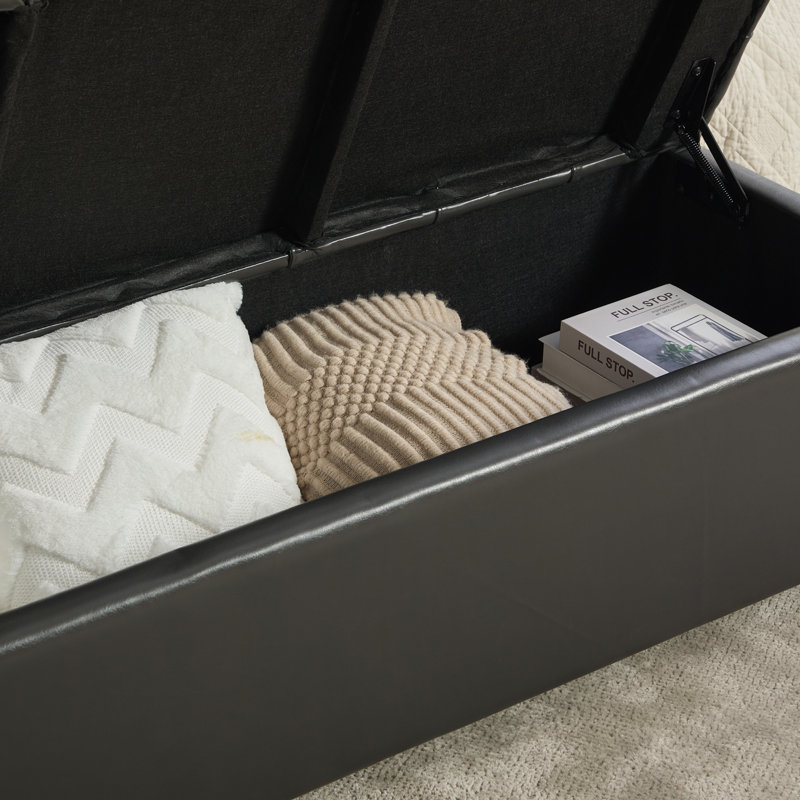 Banc de rangement capitonné en 60 po, Brown
