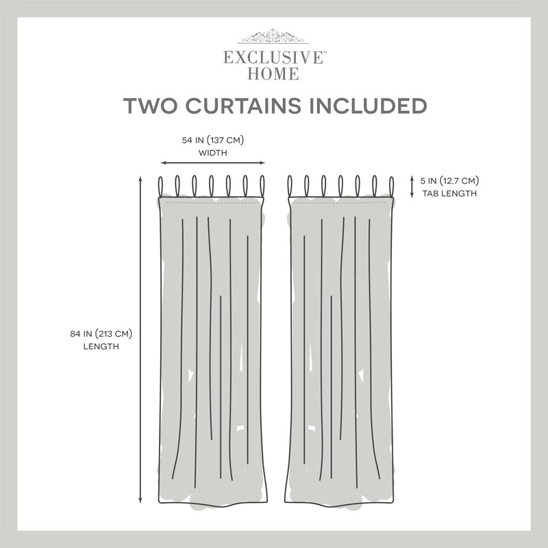Exclusive Home Duncan Sheer Braided Tab Top Curtain Panels, 54" W x 84" L