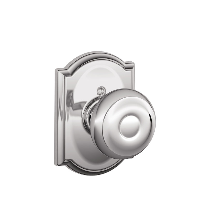 Georgian Single Dummy Knob with Camelot Trim, Bright Chrome
