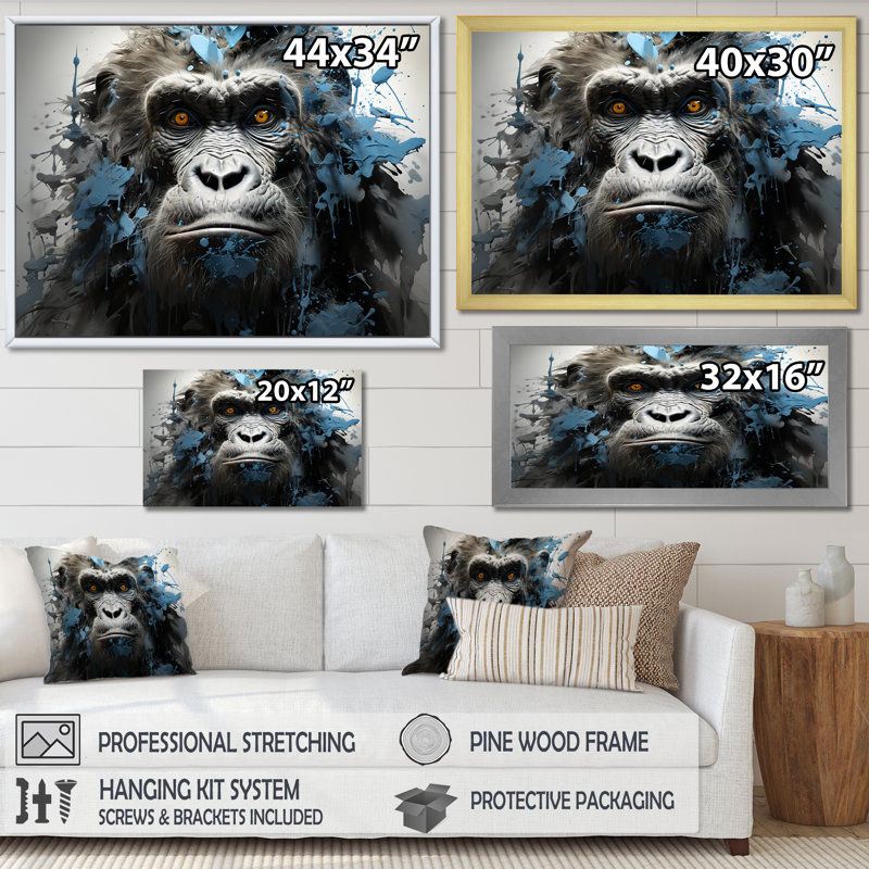 Graffiti noir sur toile, H 34 po x l 44 po x P 1,5 po, Toile tendue