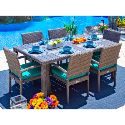 Aleyza Rectangular 6 - Person 69.5" Long Dining Set with Cushions by Wade Logan