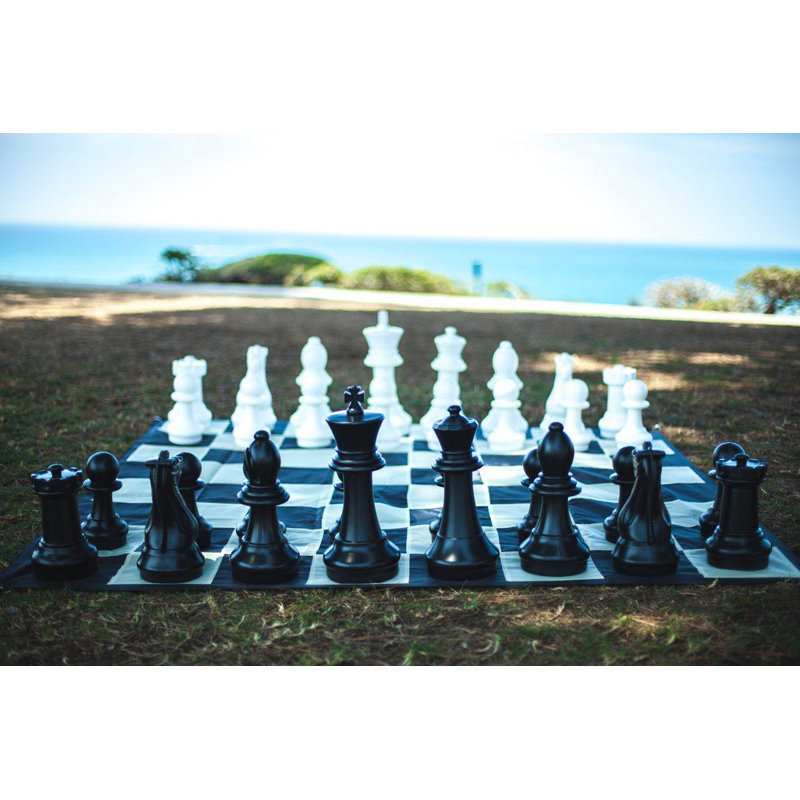 16" Giant Plastic Chess Set with Quick Fold Nylon Board
