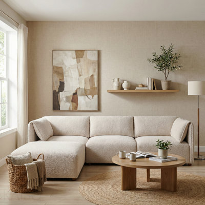 Ensemble de canapé modulaire en L 4 pièces avec canapé rembourré et repose-pieds 4 pièces