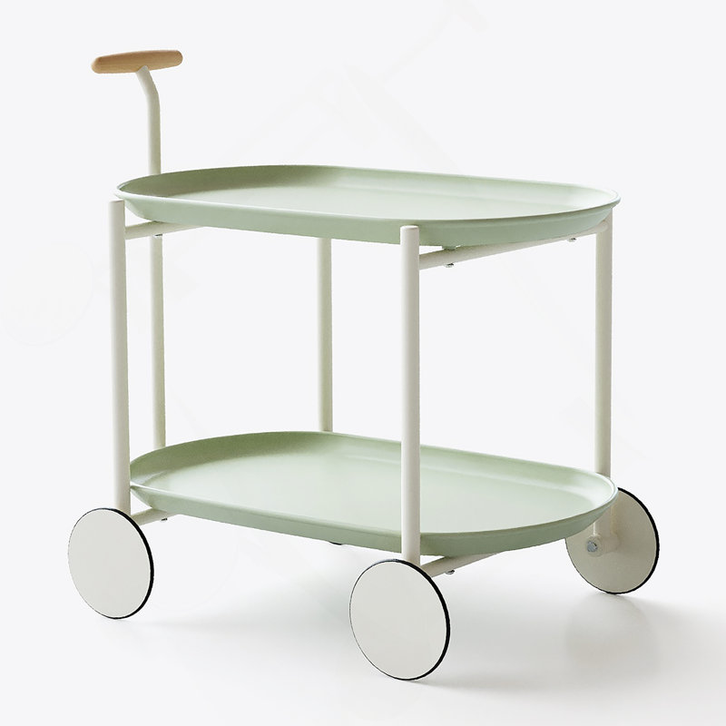 Moon Storage Cart (Green) Nordic Internet Celebrity Mobile Trolley Kitchen Simple Double Storage Shelf Living Room Sofa Storage Shelf