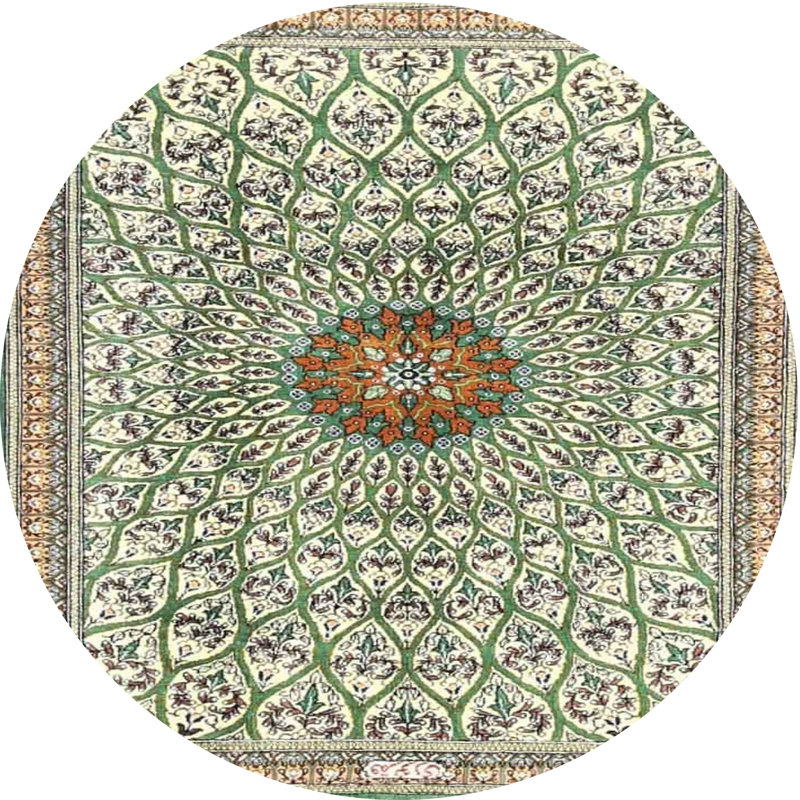 Tapis oriental multicolore tissé à la machine Oriental, Rond 3 pi