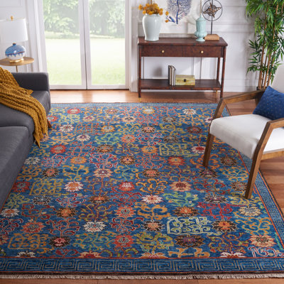 Sultanabad Hand Knotted Wool/Cotton Floral Rug in Red/Green/Blue