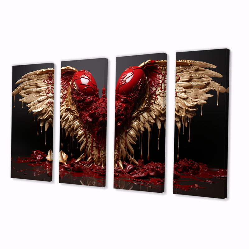 «Royal Wings and Royal Angel Wings I - Fantasy», ensemble de 4 décorations murales, H 32 po x l 64 po