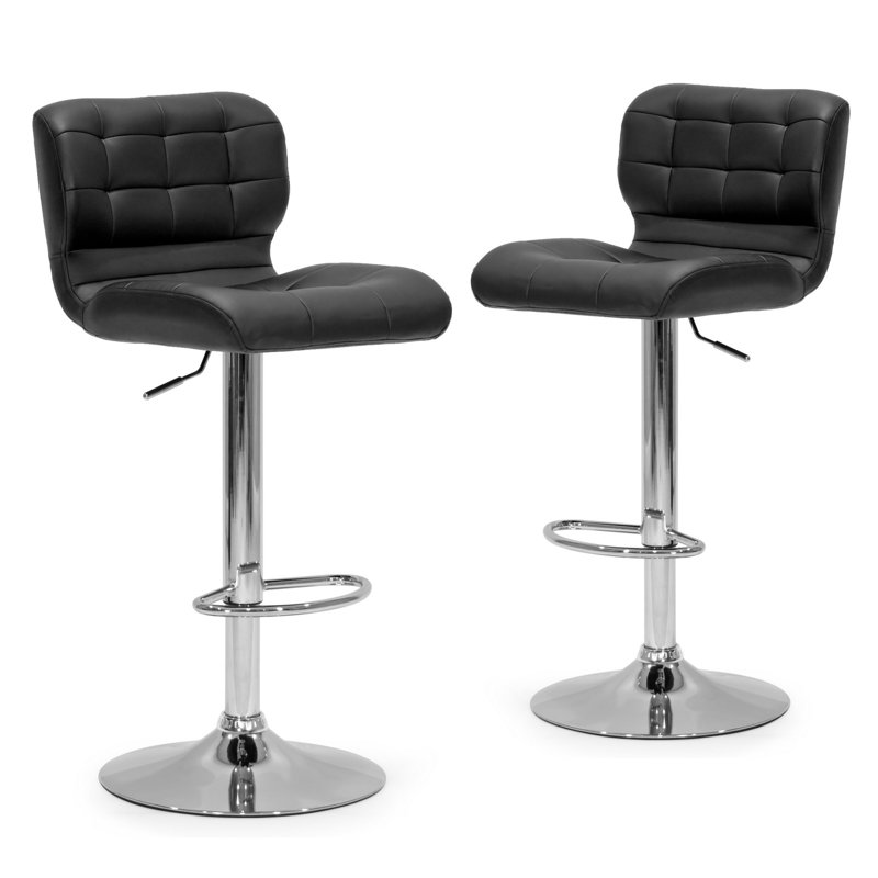 Tabouret de bar rotatif à hauteur réglable Kacey-Jean, Noir