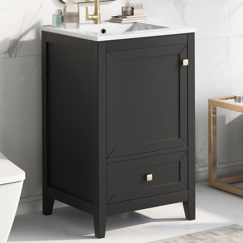 20'' Single Bathroom Vanity With Ceramic Top, White