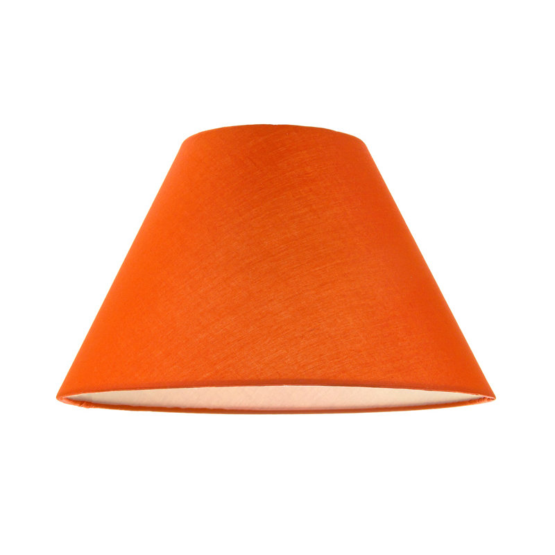 Traditional 8 Inch Vivid Cotton Fabric Coolie Lamp Shade By Happy Homewares, Orange, 17cm H x 25cm W x 25cm D
