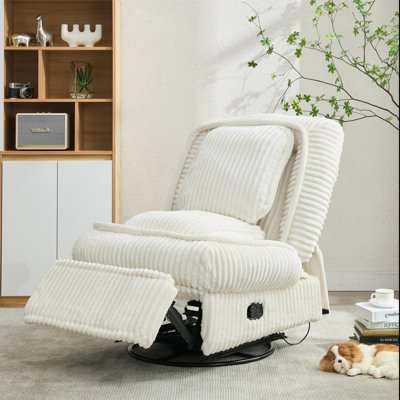 360 Swivel Rocker Glider Recliner, Corduroy, Black by Ebern Designs