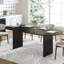 Table de salle à manger 79 po en bois Soild avec base à double piédestal et plateau ovale -1886108150