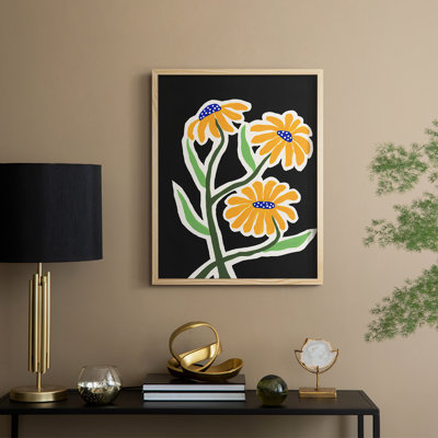 Pop Flowers I, reproduction encadrée - bois massif