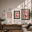 Red Poodle Under Palms Retro - Framed Print-699447590-699447585