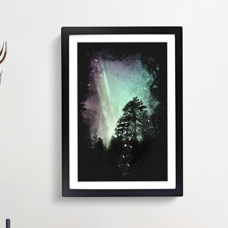Northern Lights over the Forest - Picture Frame Graphic Art Print, Black Framed, 63cm H x 45cm W x 2cm D