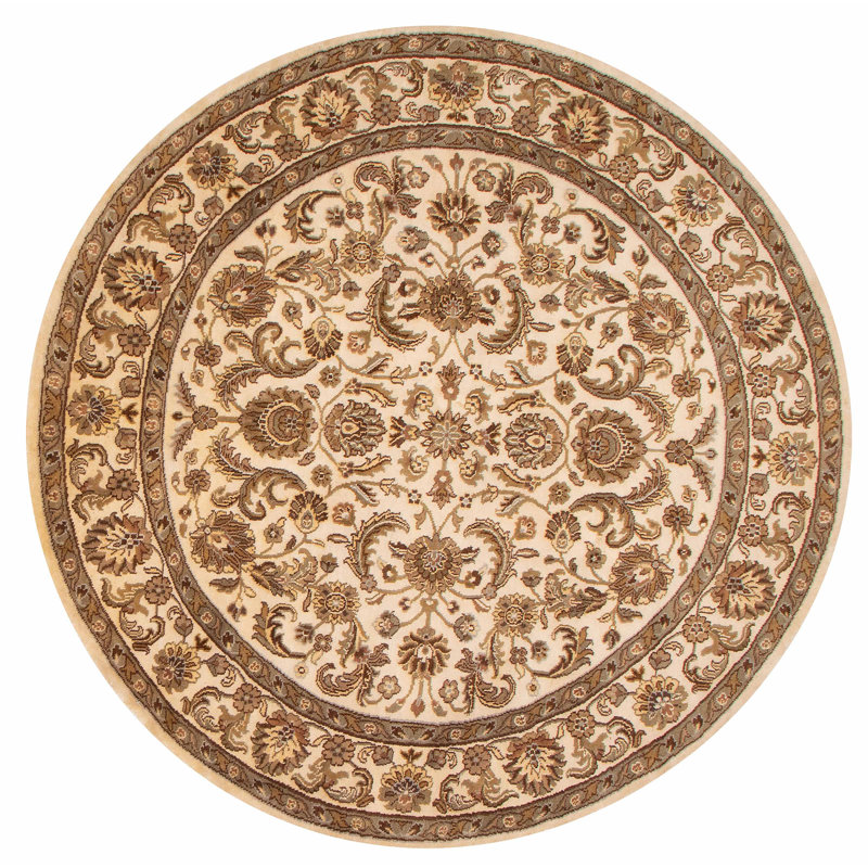 Tapis rond en laine noué à la main de conception unique 8 pi x 8 pi nouvel âge Carrico