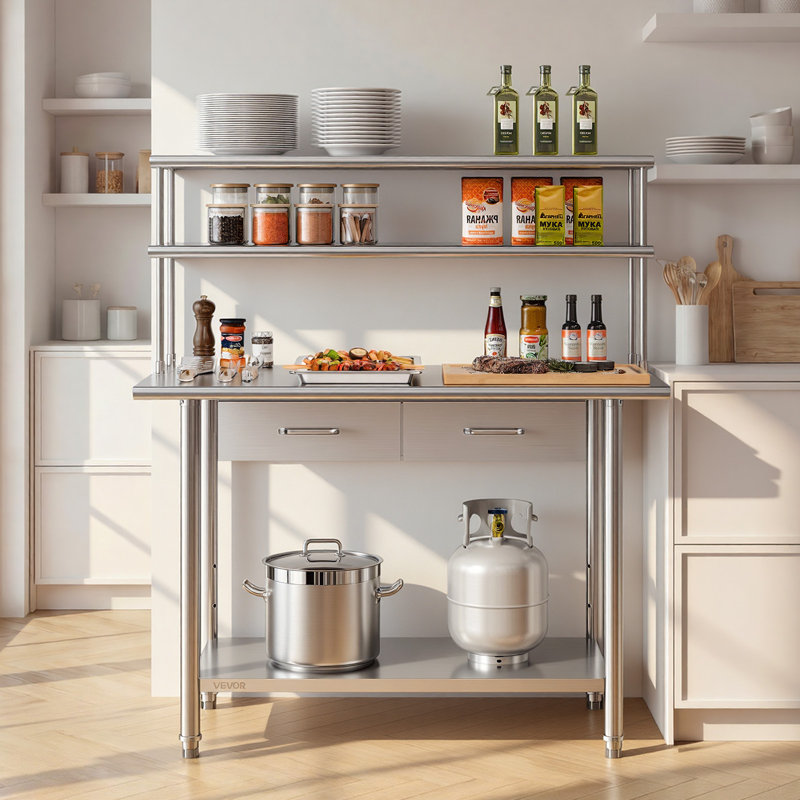 Stainless Steel Shelving Unit, 139.7cm H x 121.9cm W x 61cm D