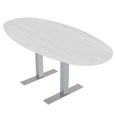 Boat Oval Conference Table With Metal T Bases