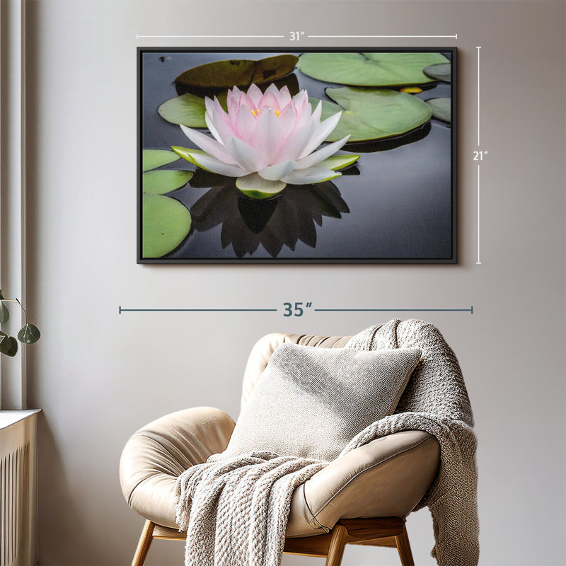 Floral et botanique «Lotus rose blanc», H 21 po x l 31 po