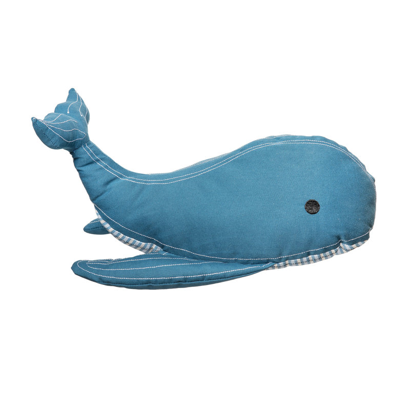 Whale Shaped Applique and Embelished Throw Pillow