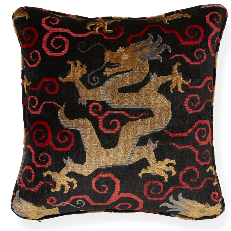 Bixi Velvet Pillow, 18" x 18", Onyx
