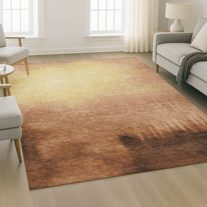 Premium Machine Washable Mayfield AMF2420 Ombre Rug, Rust, 8' x 10'