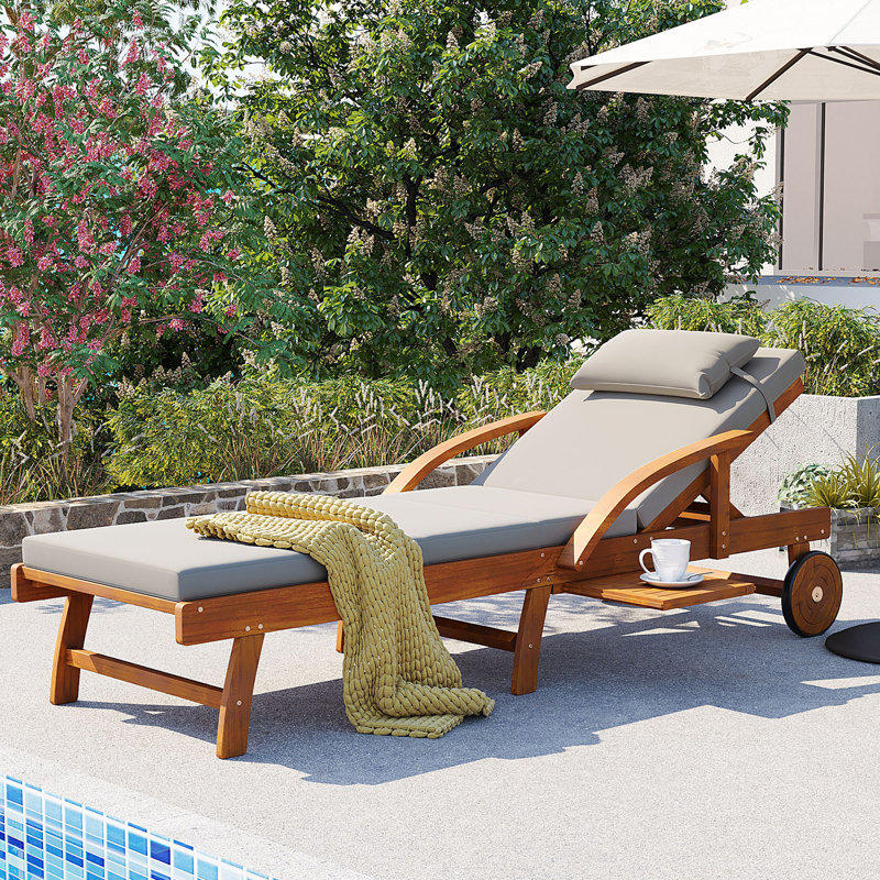 77.5 '' Long Reclining Chaise With Cushions, Gray
