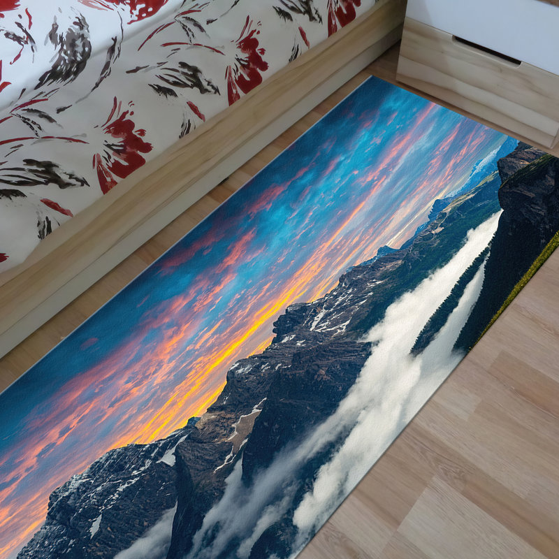 Premium Quality With Pile Soft Type Printed Rug Showcasing Exquisite Floral Design Ideal for Adding Sophistication to Your Living Room or Bedroom Decor