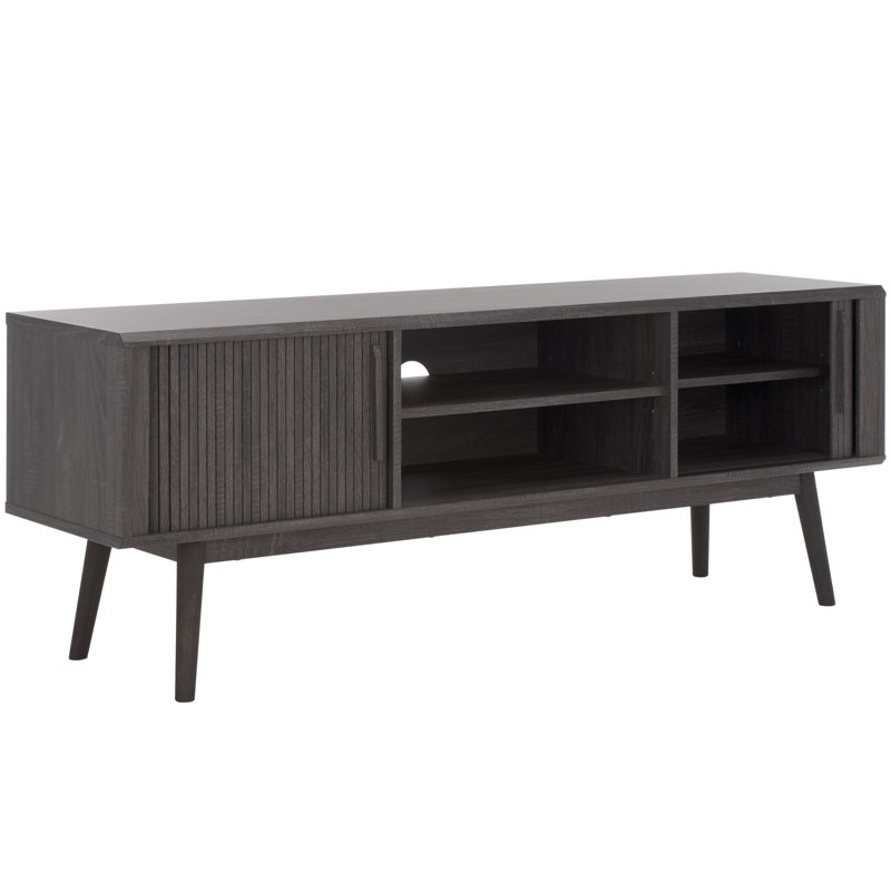 Johnye Storage TV Stand, Distressed Black
