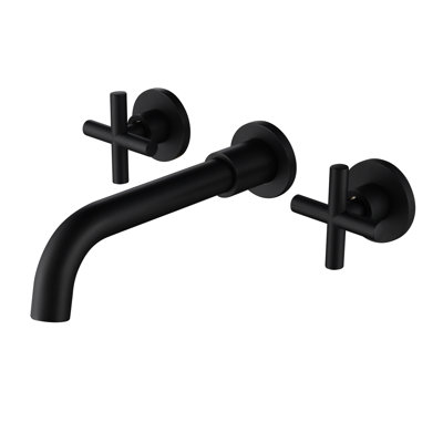 Robinet de salle de bain mural en noir mat - Fabrication en laiton avec revêtement pour un lavabo de salle de bain propre et hygiénique