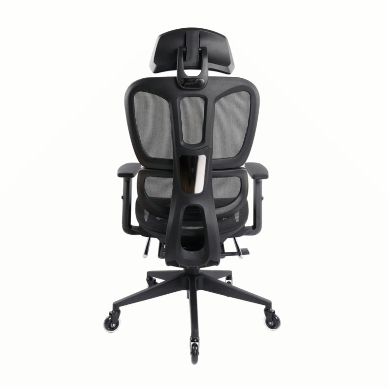 Black Ergonomic Mesh Office Chair with Adjustable Arms and Footrest