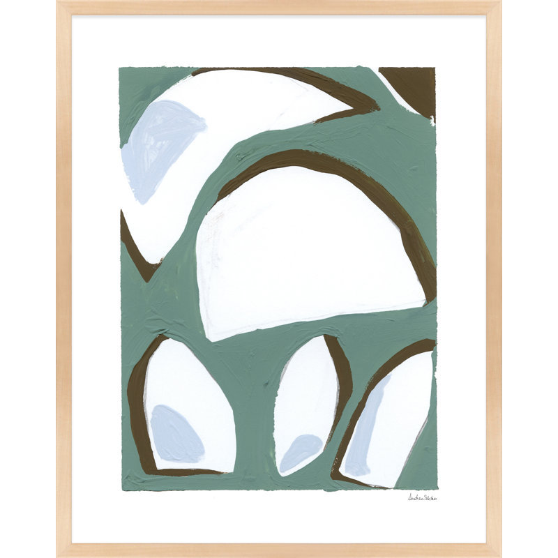 Contemporary Blues 9 Painting by Andrea Stokes, Brown Framed, 30" H x 24" W x 1.25" D