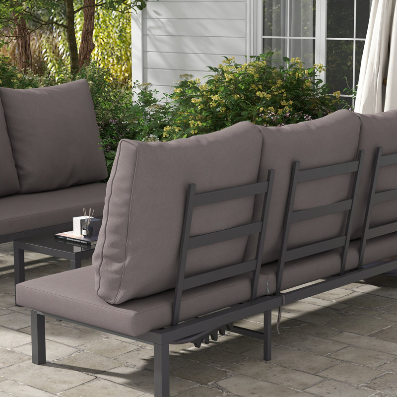 Ayomikun 180cm Long Reclining Double Chaise with Cushions and Table