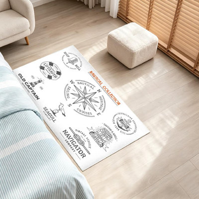 Tapis bleu lavable rétro rétro bleu marine
