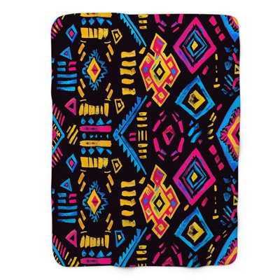 Lively Tribal Designs - 1 Piece Premium Sherpa Blanket