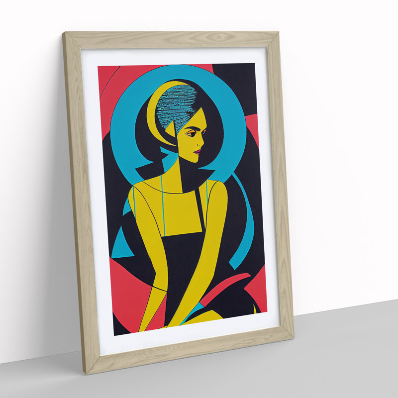 XV1022-5049X Vivid Abstract Woman - Print, Oak Framed, 66cm H x 48cm W, White