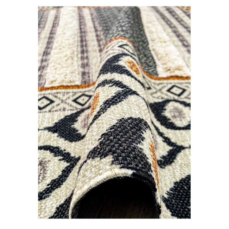 Tapis intérieur / extérieur en coton tissé à la machine Iyleen Argyle, Rectangle 5 pi 2 po x 7 pi 7 po