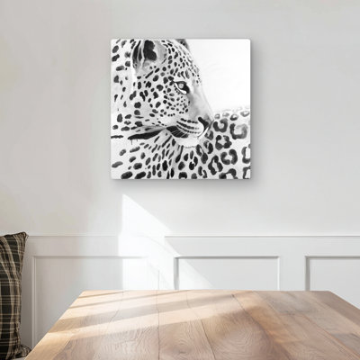 Beautiful leopard - Gray metal print for living room decor