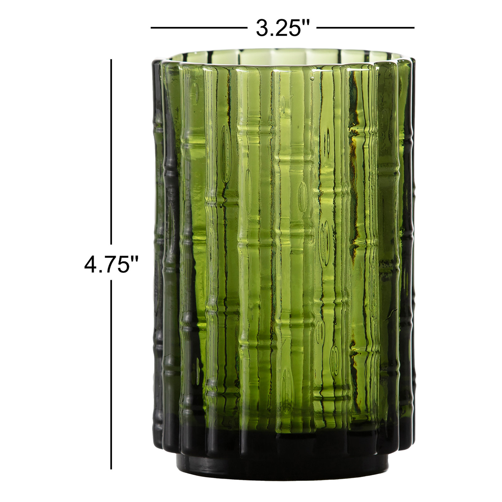 Ribbed Whiskey Glass, Palm Green, 13.5 fl oz