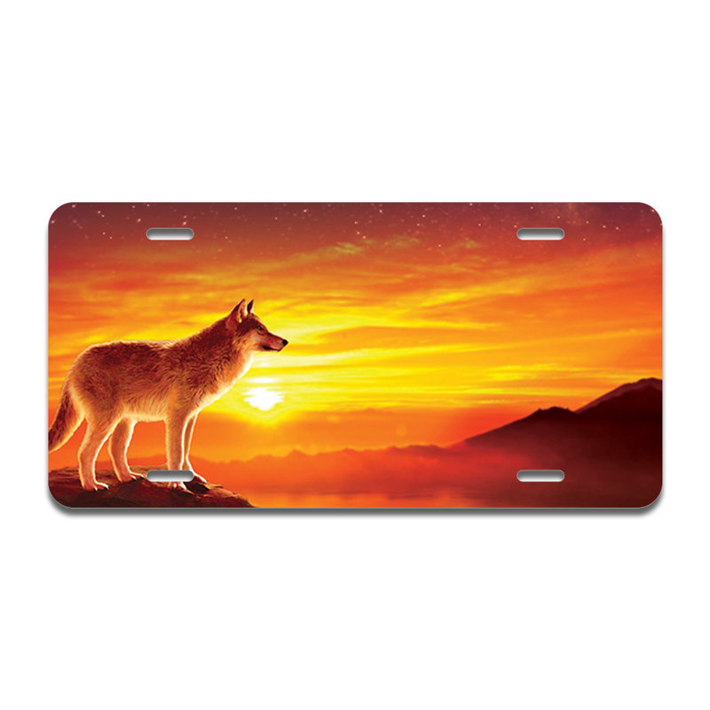 Sunset Wolf Aluminum Plate Frame