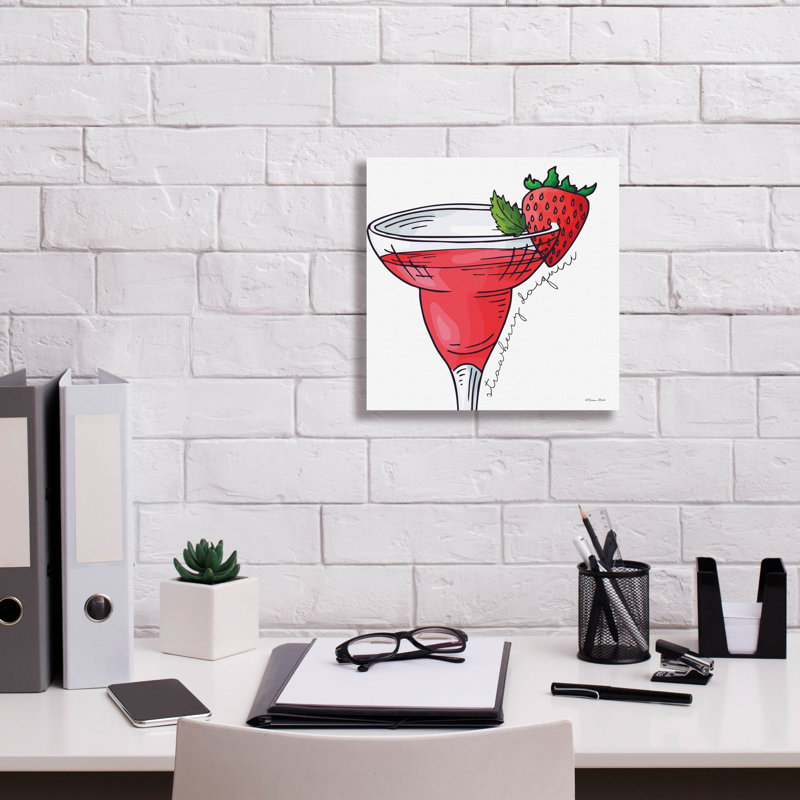  «Strawberry Daiquiri» par Susan Ball, art mural sur toile, 12 po x 12 po, H 12 po x l 12 po