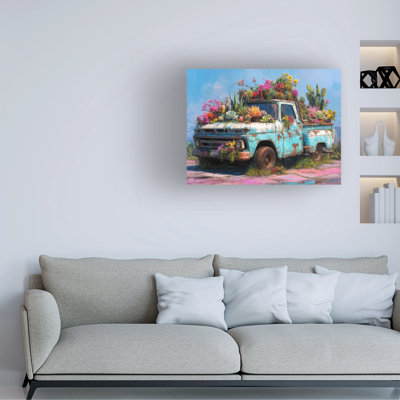 Art mural sur toile tendue - "Villa mexicaine, vieille voiture 3" par Imagine It Images pour décoration de salon, de chambre à coucher ou de bureau - 24 x 32