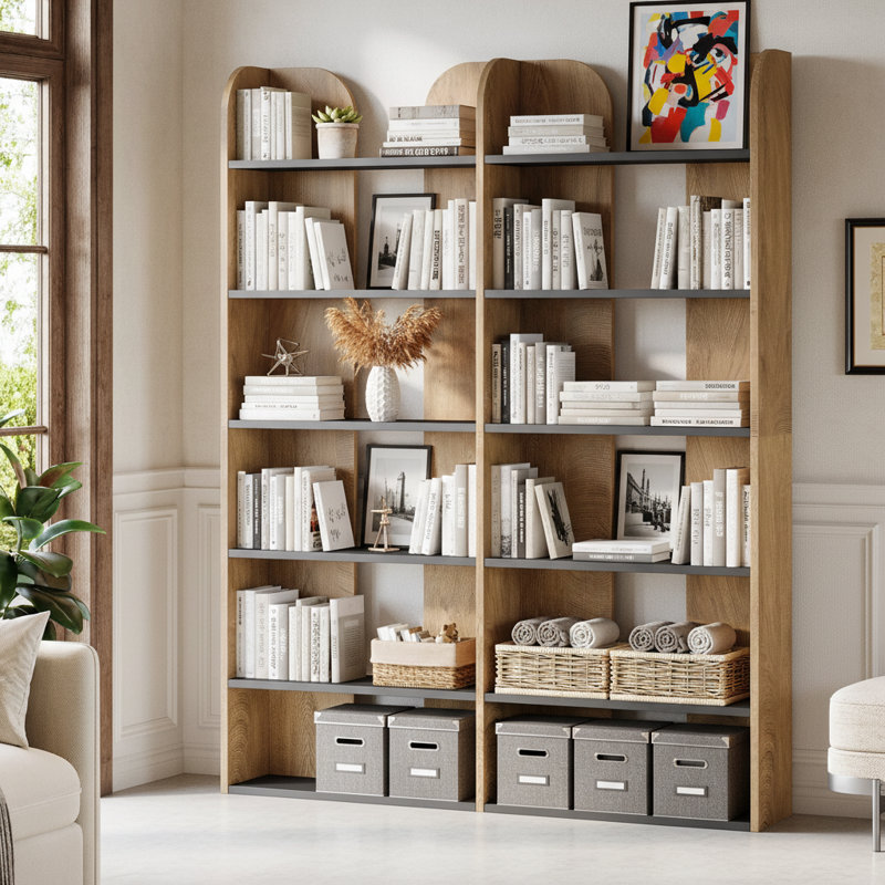 Bibliothèque 70,8 "à 5 niveaux avec tablettes ouvertes