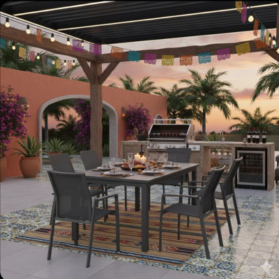 68"-91.5" Modern Extendable Outdoor Dining Table, Heavy-Duty Metal Frame Aluminum Patio Table for 6-10 Guests