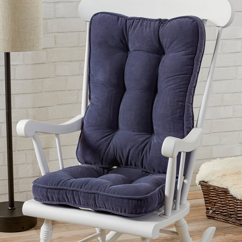 Reversible Microfiber Rocking Chair Cushion Set, 22" W x 17" D, Denim