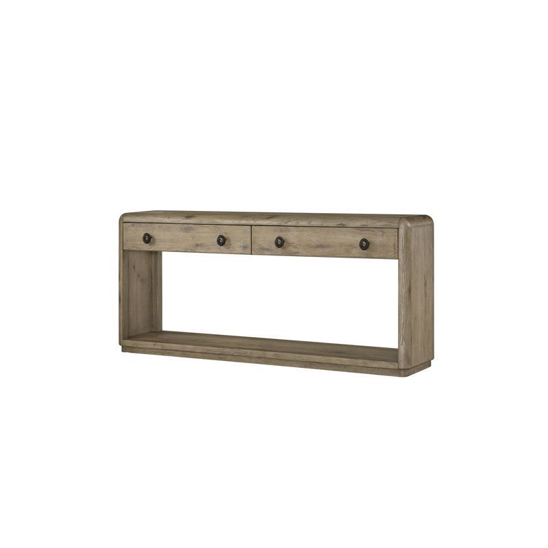 Zina Console Table with 2 Drawers and Open Shelf – English Knotty Oak